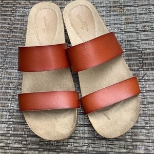 Universal Thread Women's Sandals in Tan and Brown Wedge Two Strap 8